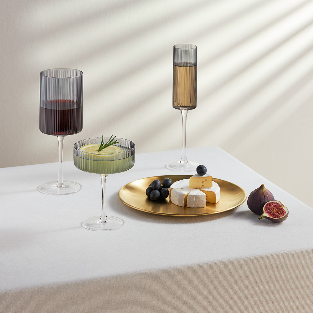 BY COLLECTION Black Line Набор бокалов для шампанского, 2шт., 200 мл, 7х25 см, стекло, арт.№ 820-850