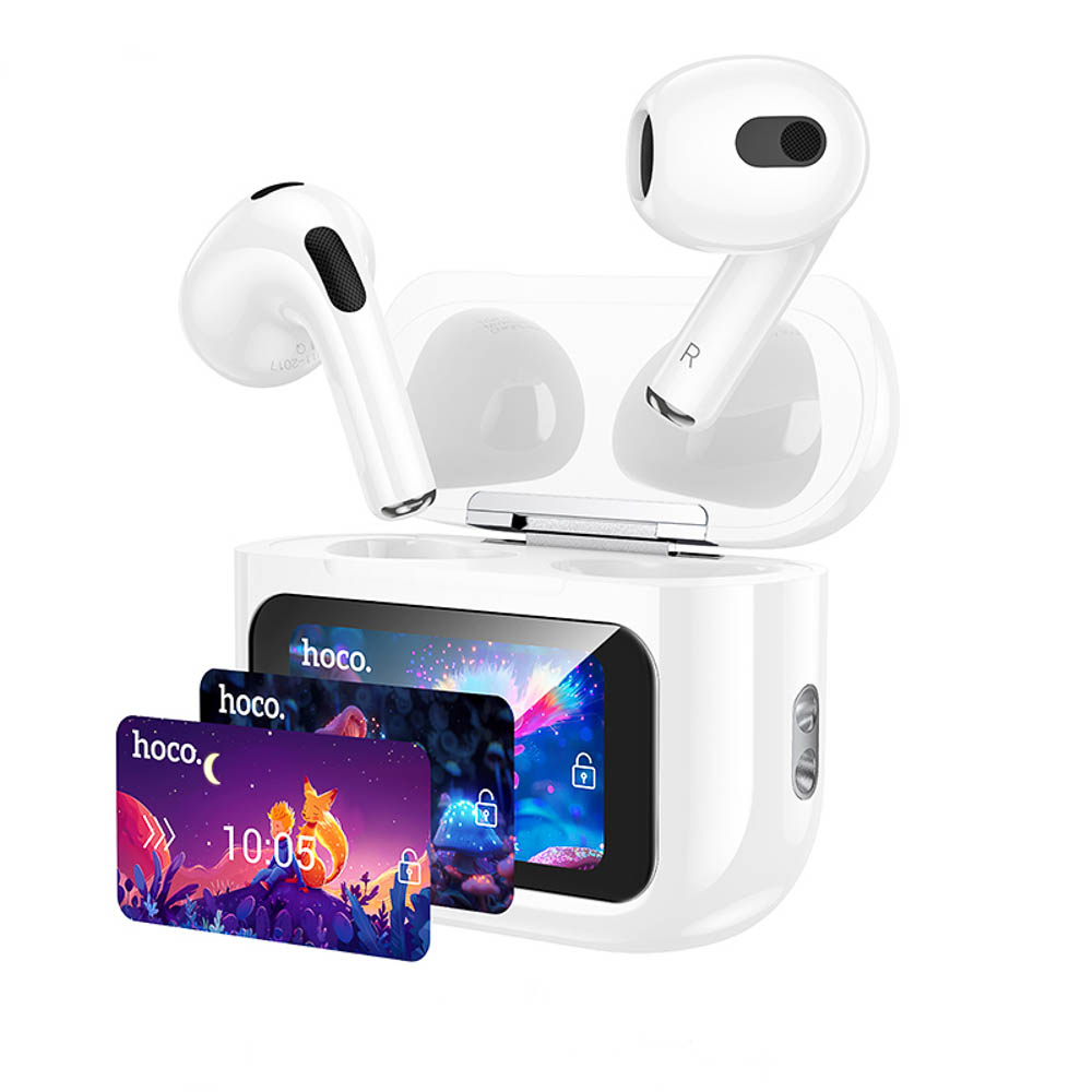 Наушники беспроводные TWS hoco. модель EW81 Elegant, вкладыши, дисплей, 300/30мАч, BT5.4, цвет:белый, арт.№ 410-122