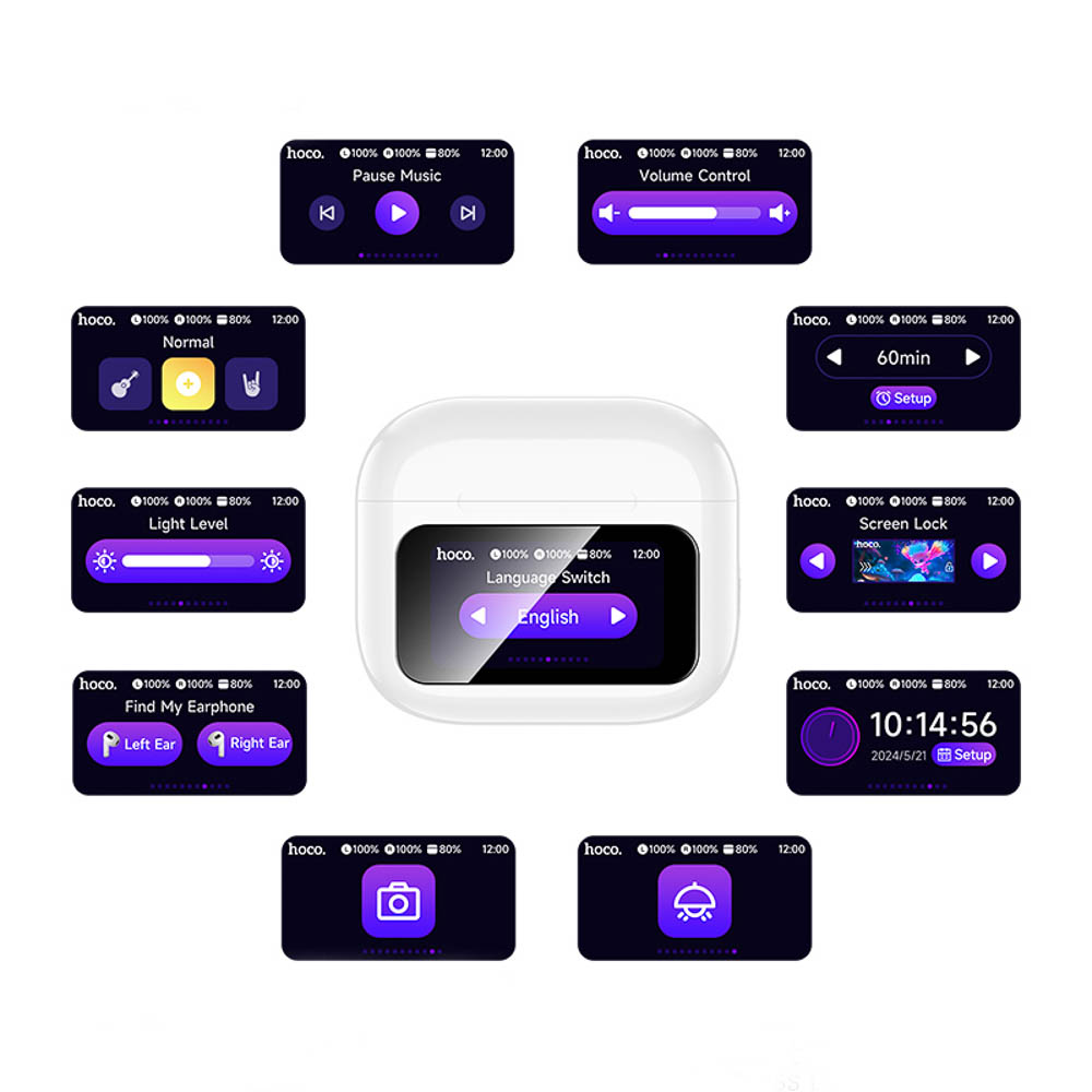 Наушники беспроводные TWS hoco. модель EW81 Elegant, вкладыши, дисплей, 300/30мАч, BT5.4, цвет:белый, арт.№ 410-122