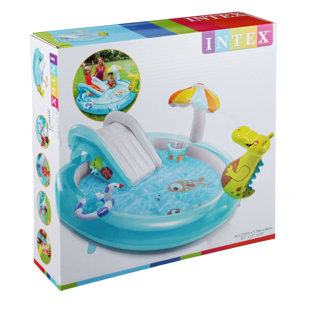 INTEX Игровой центр "Аллигатор с горкой", от 2-х лет, 201x170x84см, ПВХ, 57165NP, арт.№ 054-011