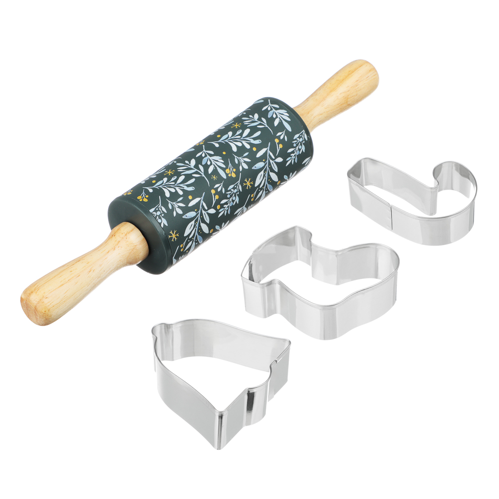 SATOSHI Набор 4 пр., скалка силиконовая 23см, формы для печенья 3 шт, арт.№ 856-172