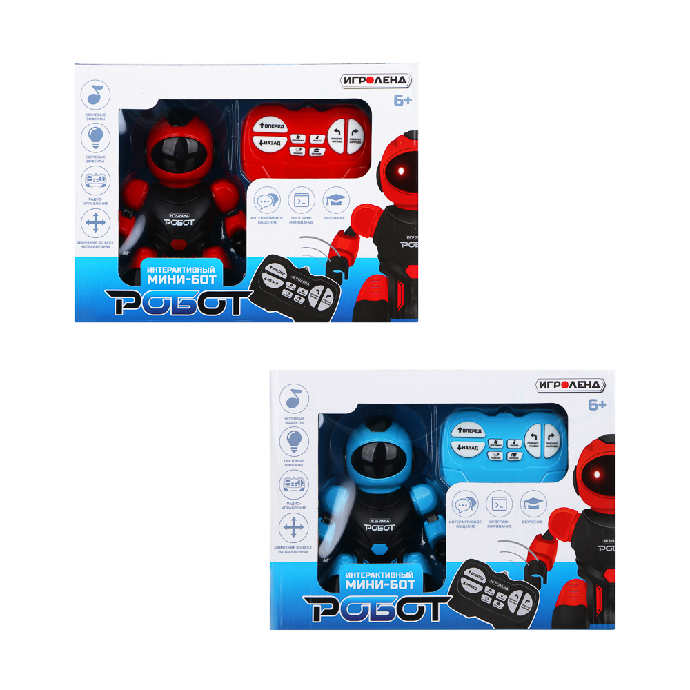 ИГРОЛЕНД Игрушка в виде робота "Минибот", свет, звук, движение, ABS, ЗУ, АКБ, 2хААА, 26,2х19,3х7,9см, арт.№ 293-154