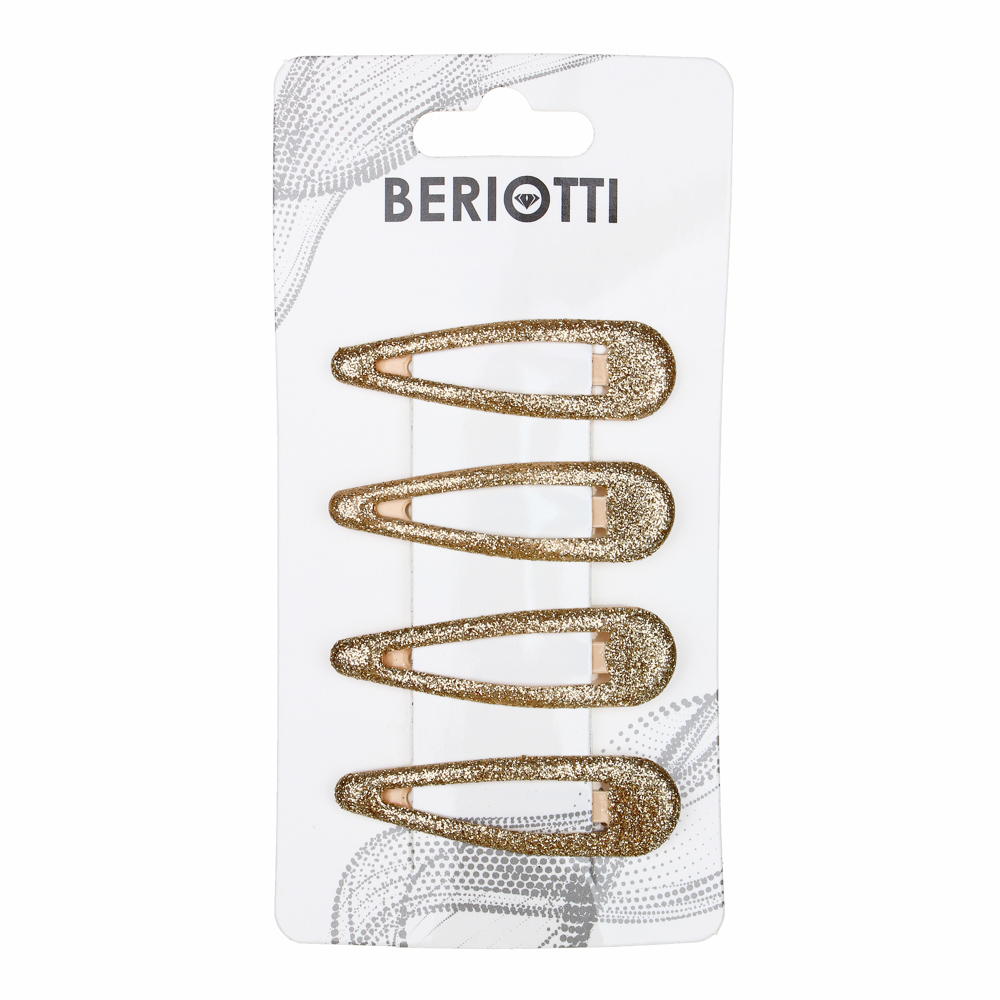 BERIOTTI Набор зажимов для волос 4шт, сплав, пластик, 4,5см, 4 цвета, арт.№ 323-218