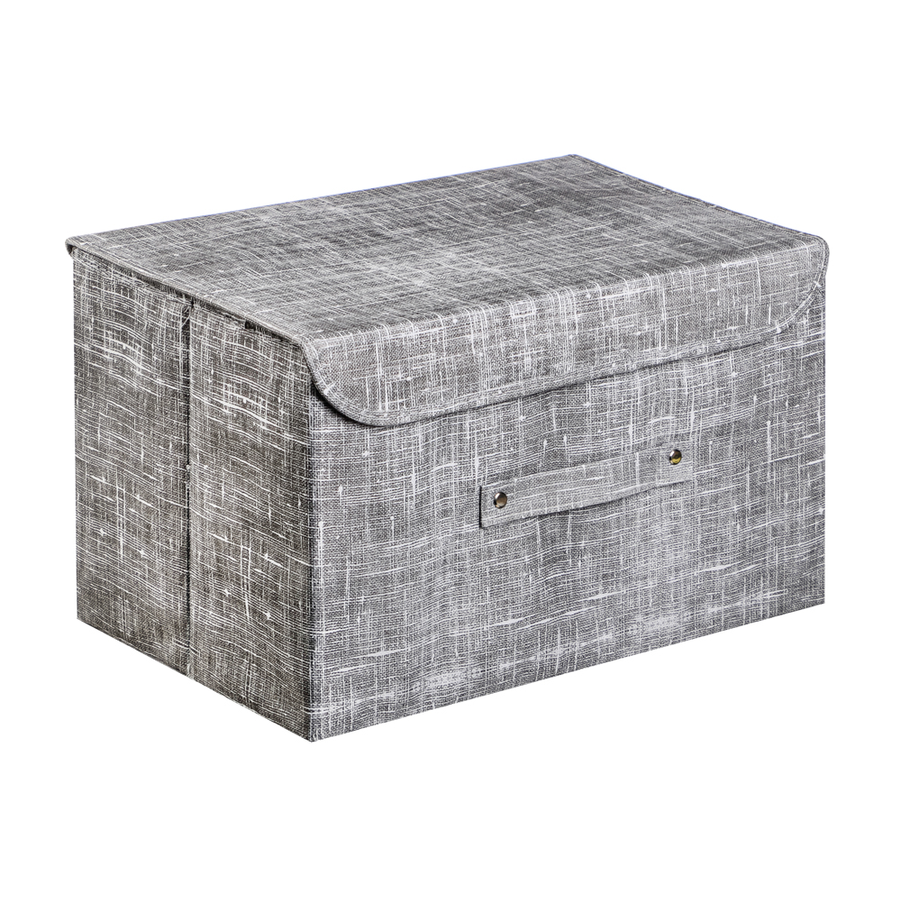 VETTA ЛЁН Кофр для хранения с крышкой, 38х24х24см, полиэстер, серый, арт.№ 457-547