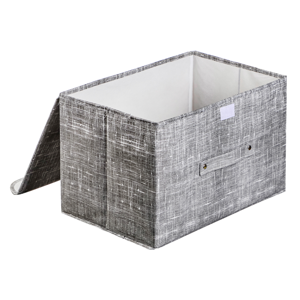 VETTA ЛЁН Кофр для хранения с крышкой, 38х24х24см, полиэстер, серый, арт.№ 457-547