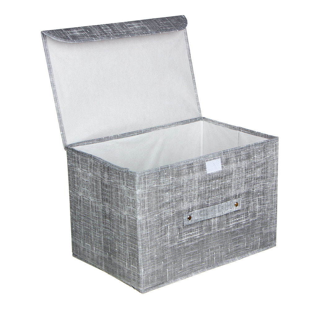 VETTA ЛЁН Кофр для хранения с крышкой, 38х24х24см, полиэстер, серый, арт.№ 457-547