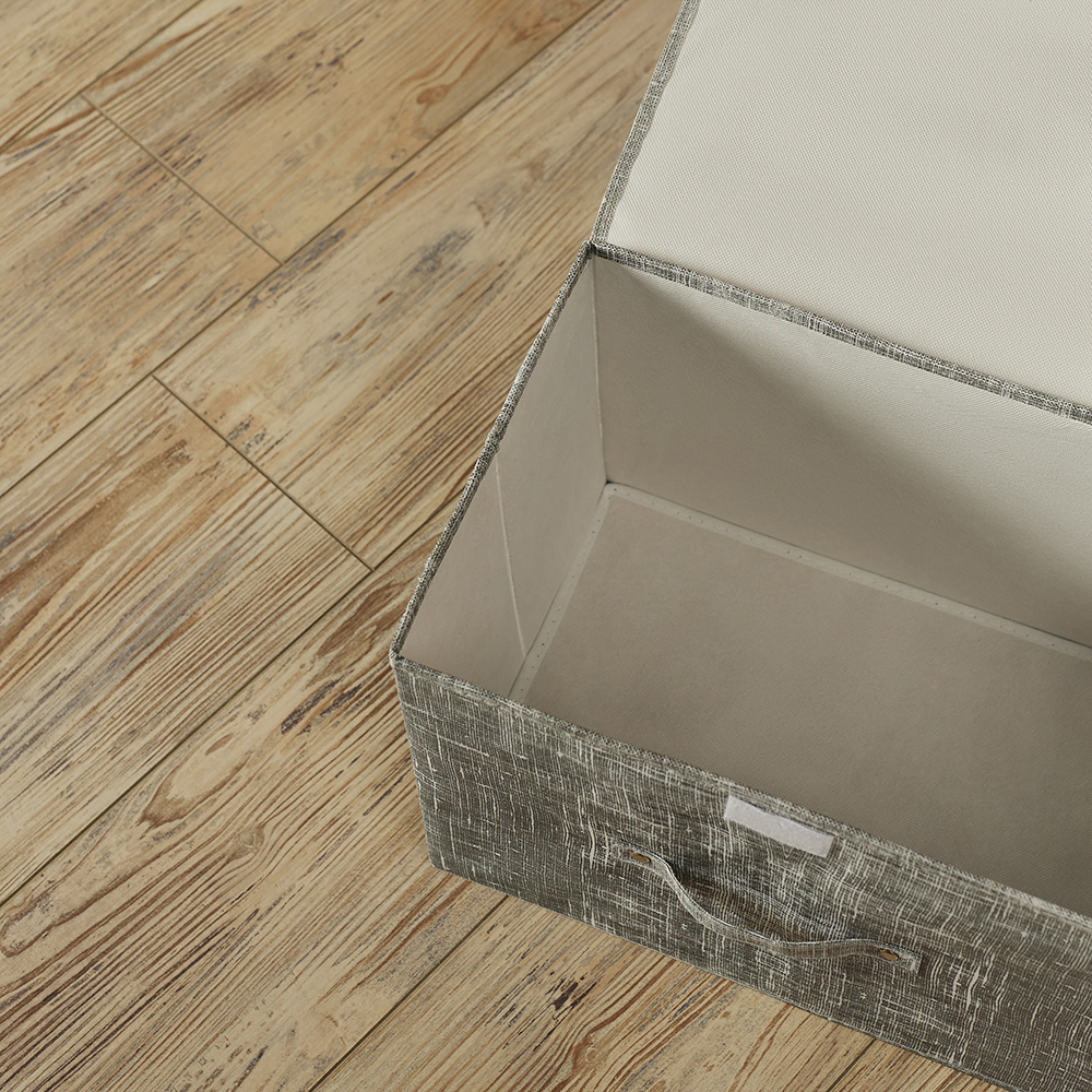 VETTA ЛЁН Кофр для хранения с крышкой, 38х24х24см, полиэстер, серый, арт.№ 457-547