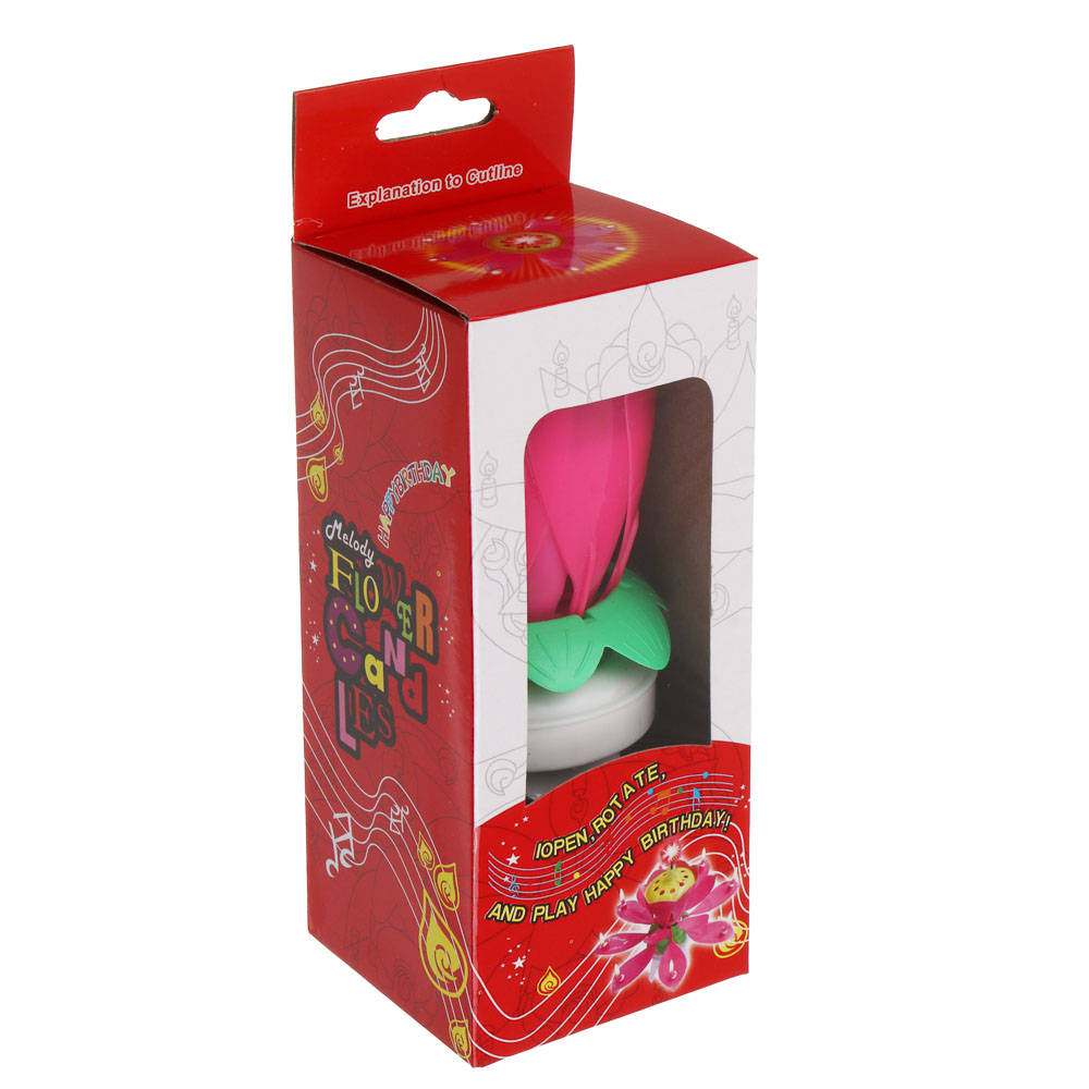 Свеча для торта музыкальная "Тюльпан", крутящаяся, розовая, 14.5x6 см, арт.№ 506-286