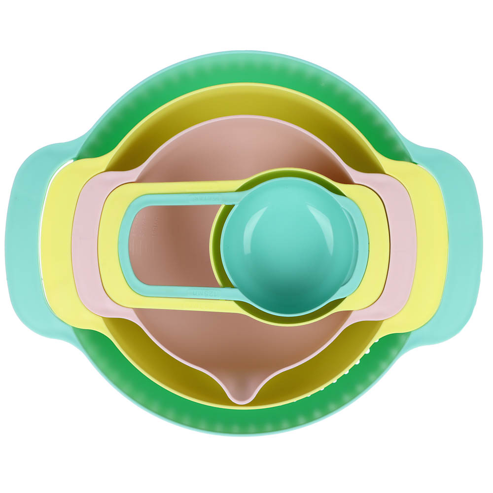 Набор для кухни 5 в 1 (миска 1,2л, дуршлаг 22см, миска 0,8л, мерные ложки 0,25л, 0,125л), пластик, арт.№ 861-415