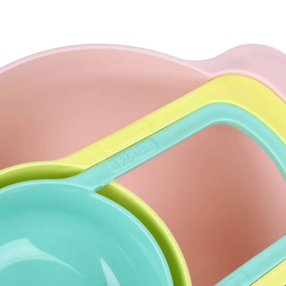 Набор для кухни 5 в 1 (миска 1,2л, дуршлаг 22см, миска 0,8л, мерные ложки 0,25л, 0,125л), пластик, арт.№ 861-415