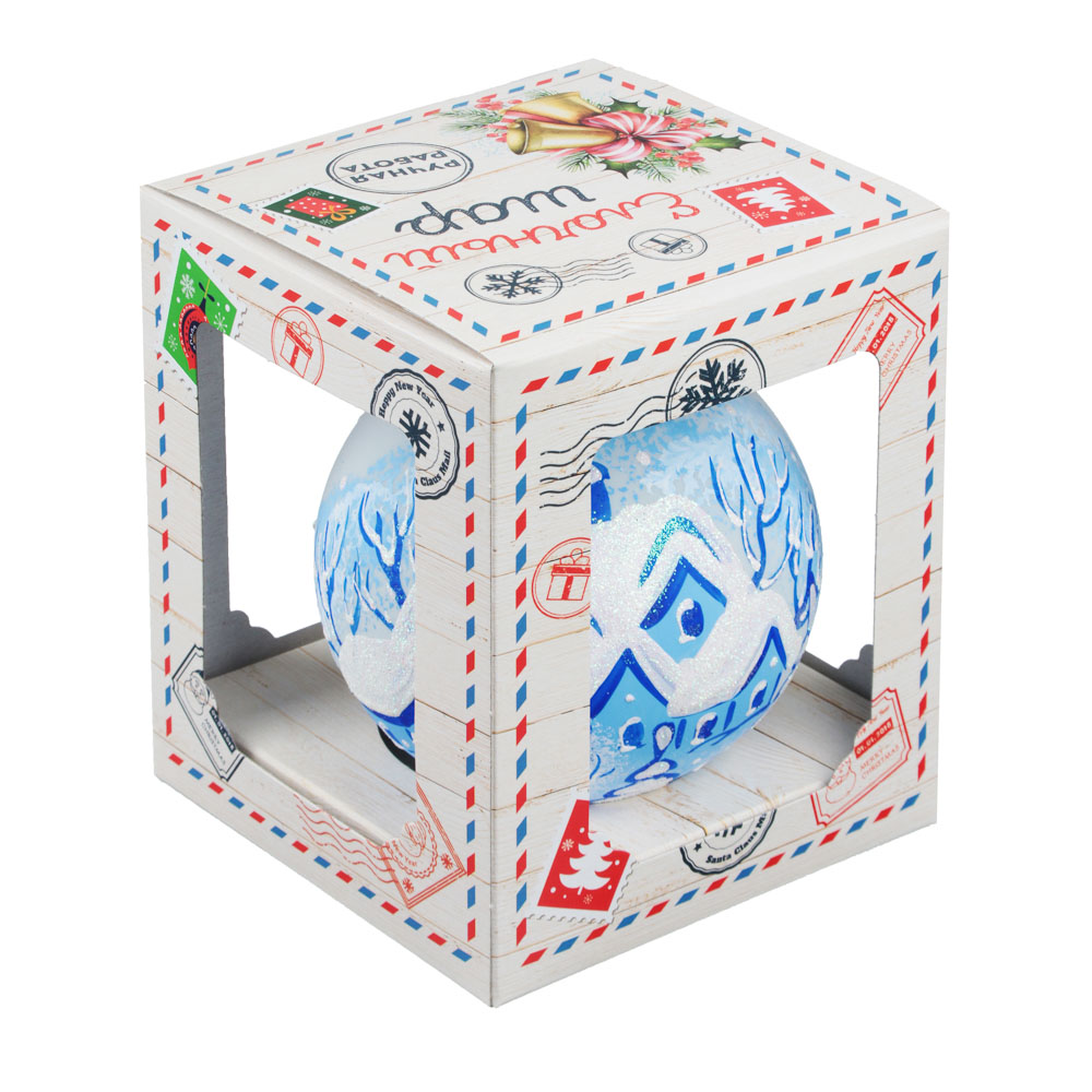 СНОУ БУМ Шар ручной работы "Зимушка", 100мм, стекло, 4 дизайна, арт.№ 368-086