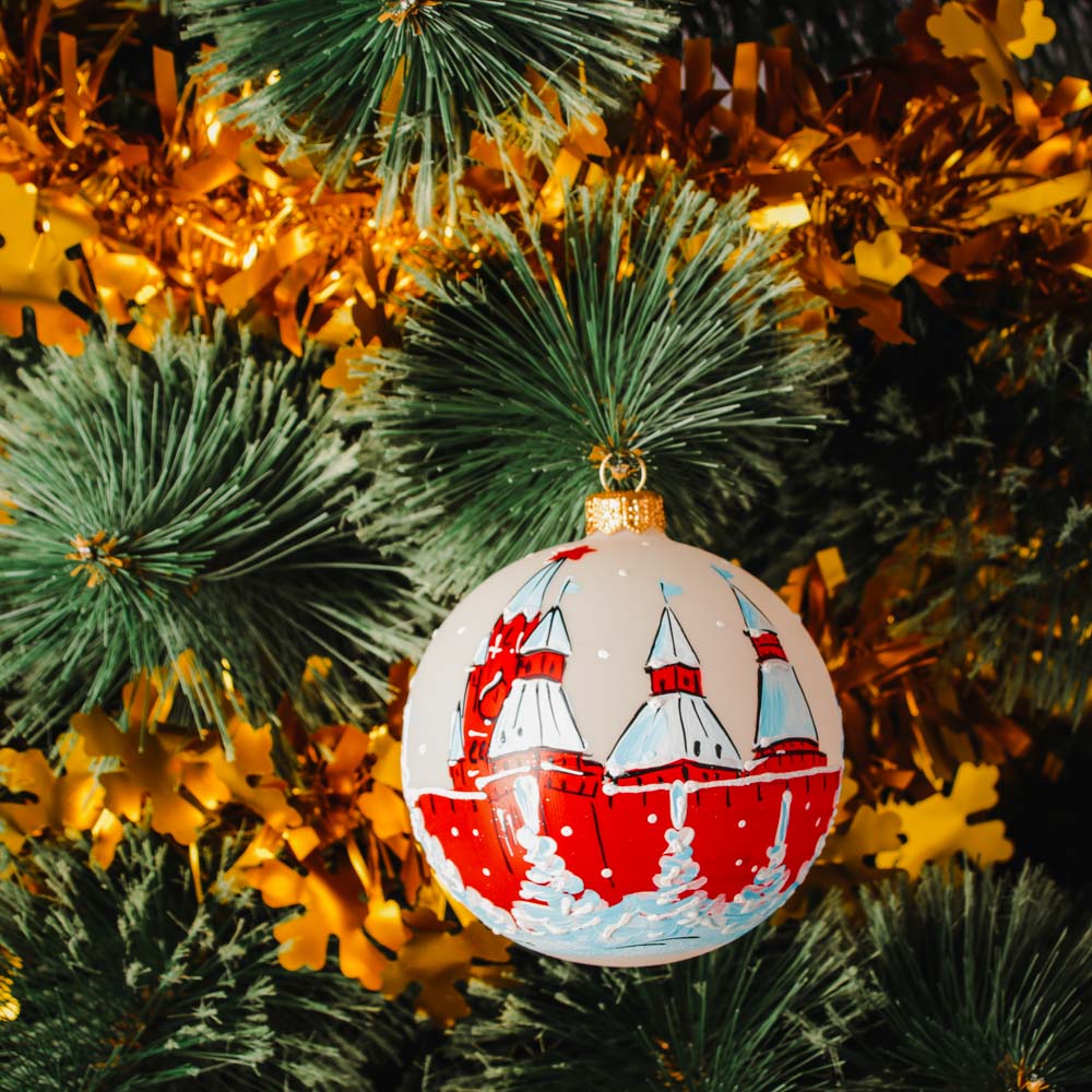 СНОУ БУМ Шар ручной работы "Зимушка", 100мм, стекло, 4 дизайна, арт.№ 368-086