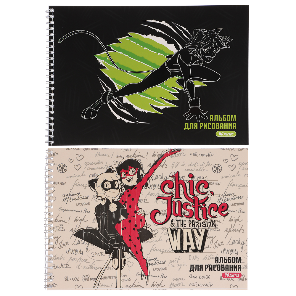 Ледибаг/Супер-Кот Альбом для рисования A4 40л., 100г/м2, обл.картон, спираль, "Скетч", 2 диз., арт.№ 811-032