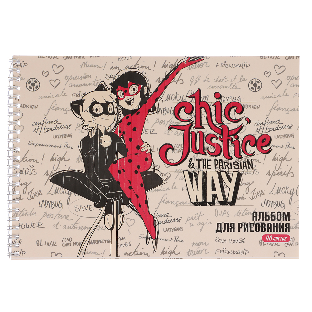 Ледибаг/Супер-Кот Альбом для рисования A4 40л., 100г/м2, обл.картон, спираль, "Скетч", 2 диз., арт.№ 811-032