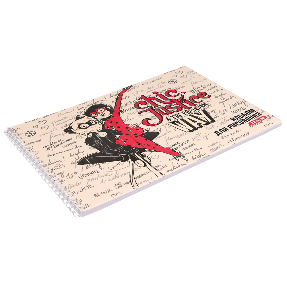 Ледибаг/Супер-Кот Альбом для рисования A4 40л., 100г/м2, обл.картон, спираль, "Скетч", 2 диз., арт.№ 811-032