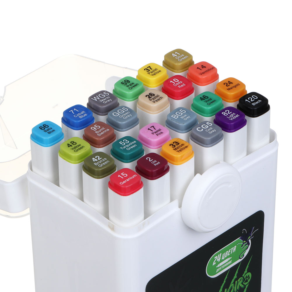 Ледибаг/Супер-Кот Набор маркеров худож., 2-стор. (кругл./кисть), 24цв., пл.бокс, "Скетч", 2 диз., арт.№ 811-033