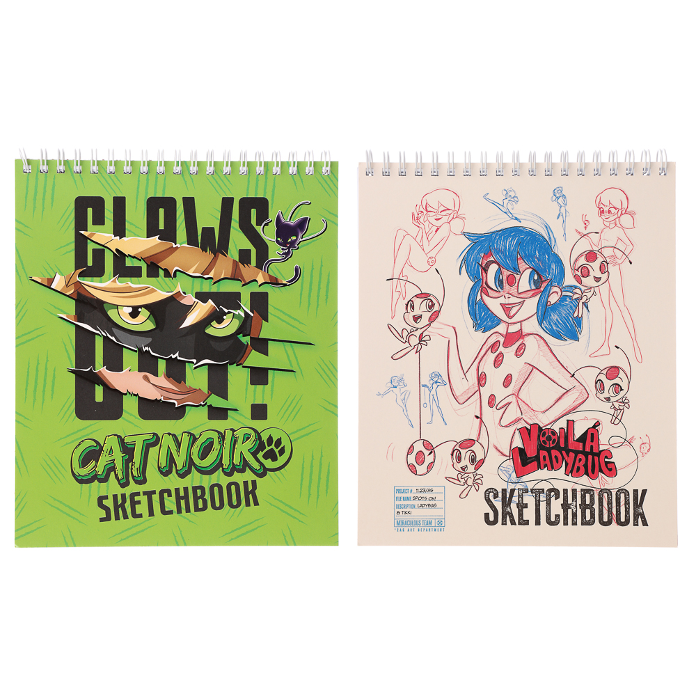 Ледибаг/Супер-Кот Блокнот для зарисовок (скетчбук) 19,5х16,4см, 30л., спираль, тв.подл., "Скетч", арт.№ 811-034