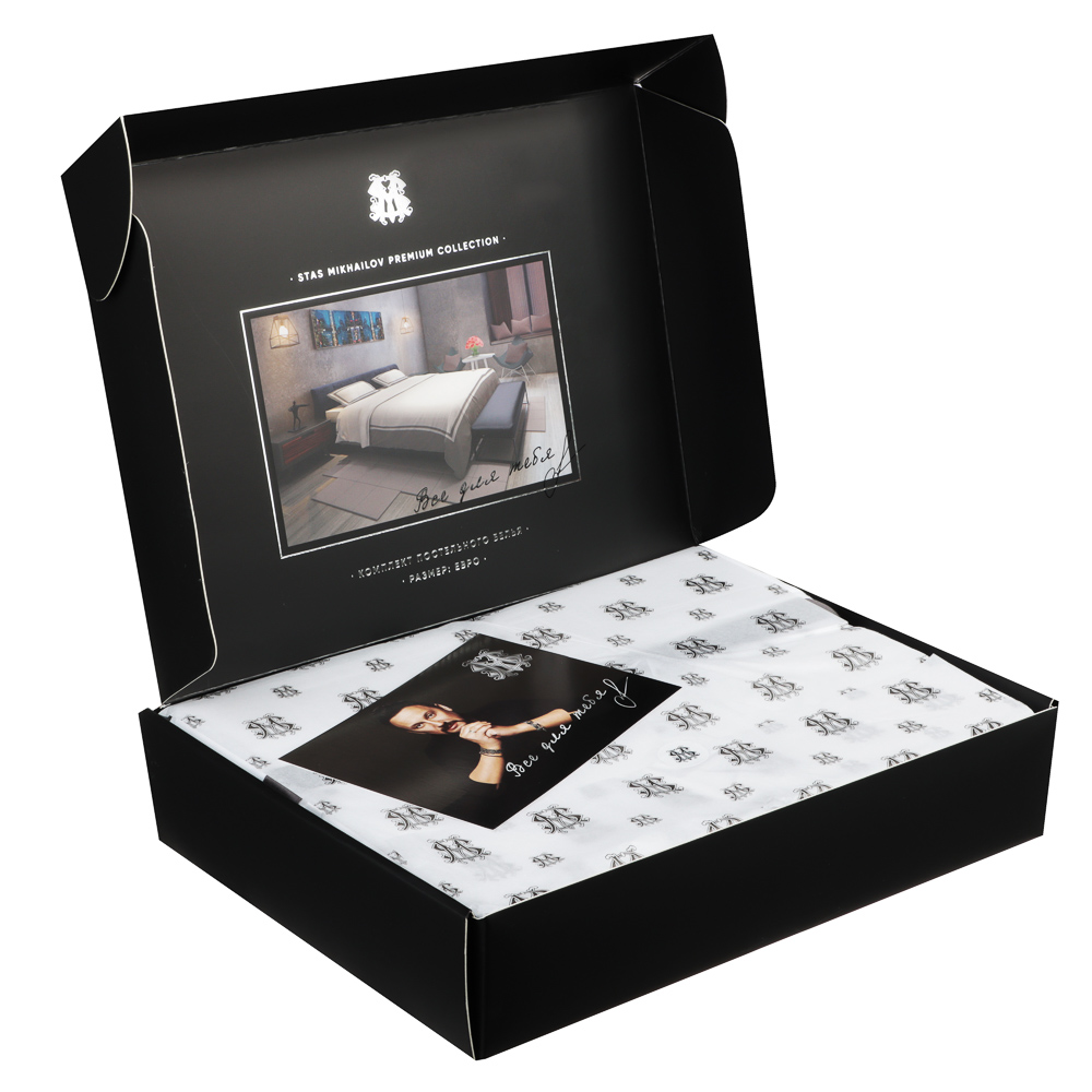 BY STAS MIKHAILOV Комплект постельного белья, евро, 100% хлопок, бело-серый, арт.№ 421-287