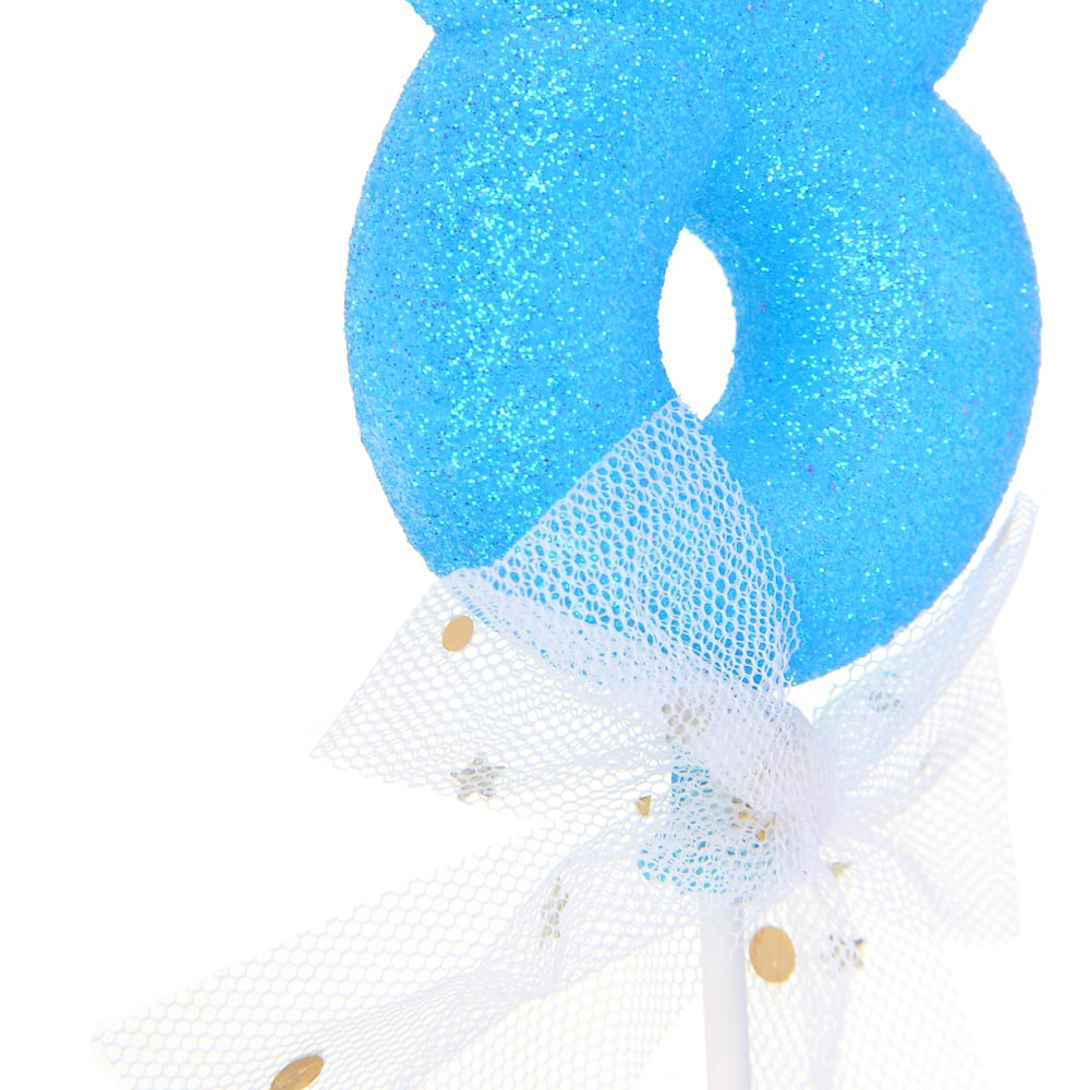 FNtastic Декор для торта в виде цифры 0-9 с бантом, 21см, пластик, бумага, 10 дизайнов, 3 цвета, арт.№ 530-319