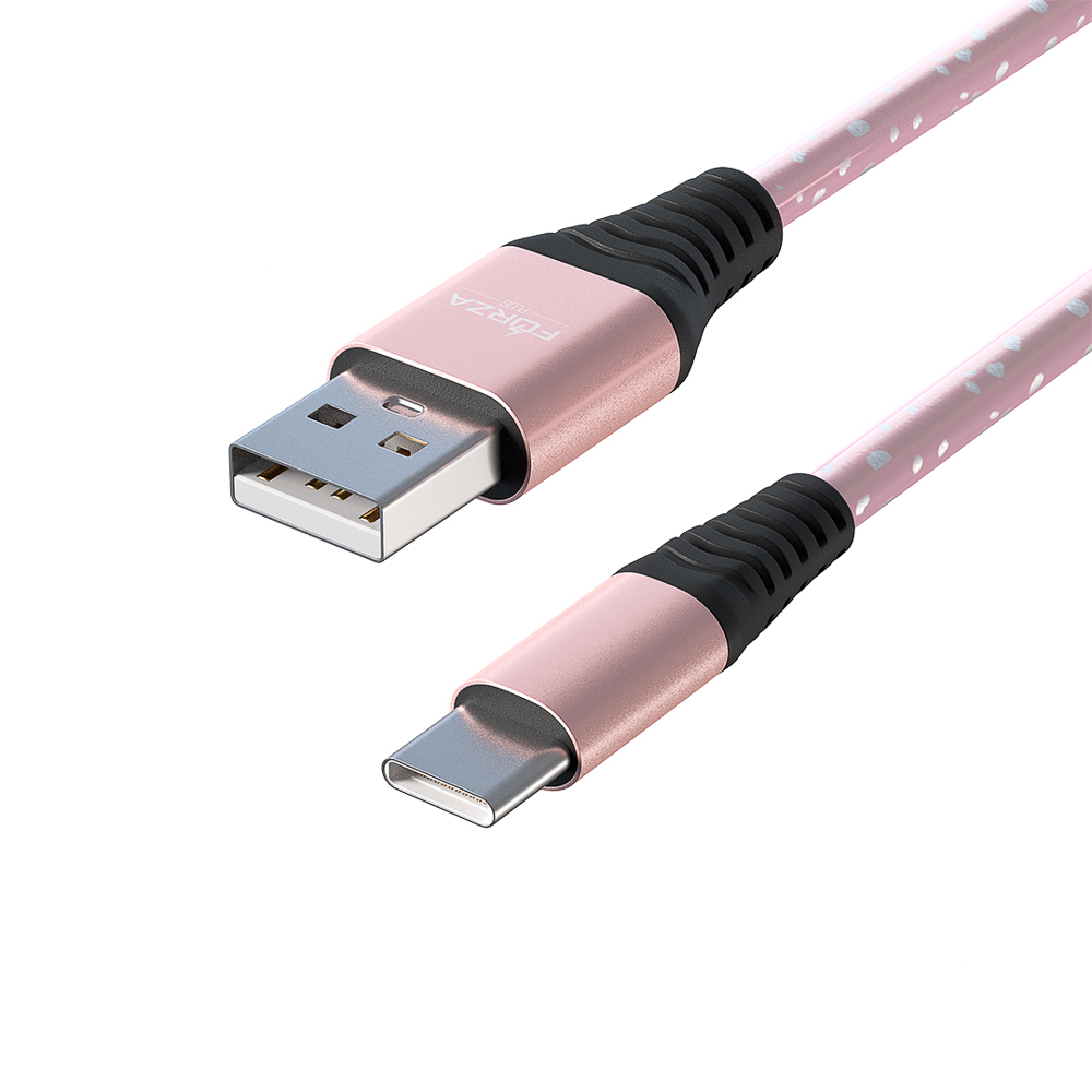 Кабель для зарядки USB(A)-Type C FORZA Звёздное небо, 1м, 2А, 4 цвета, пакет, арт.№ 916-226