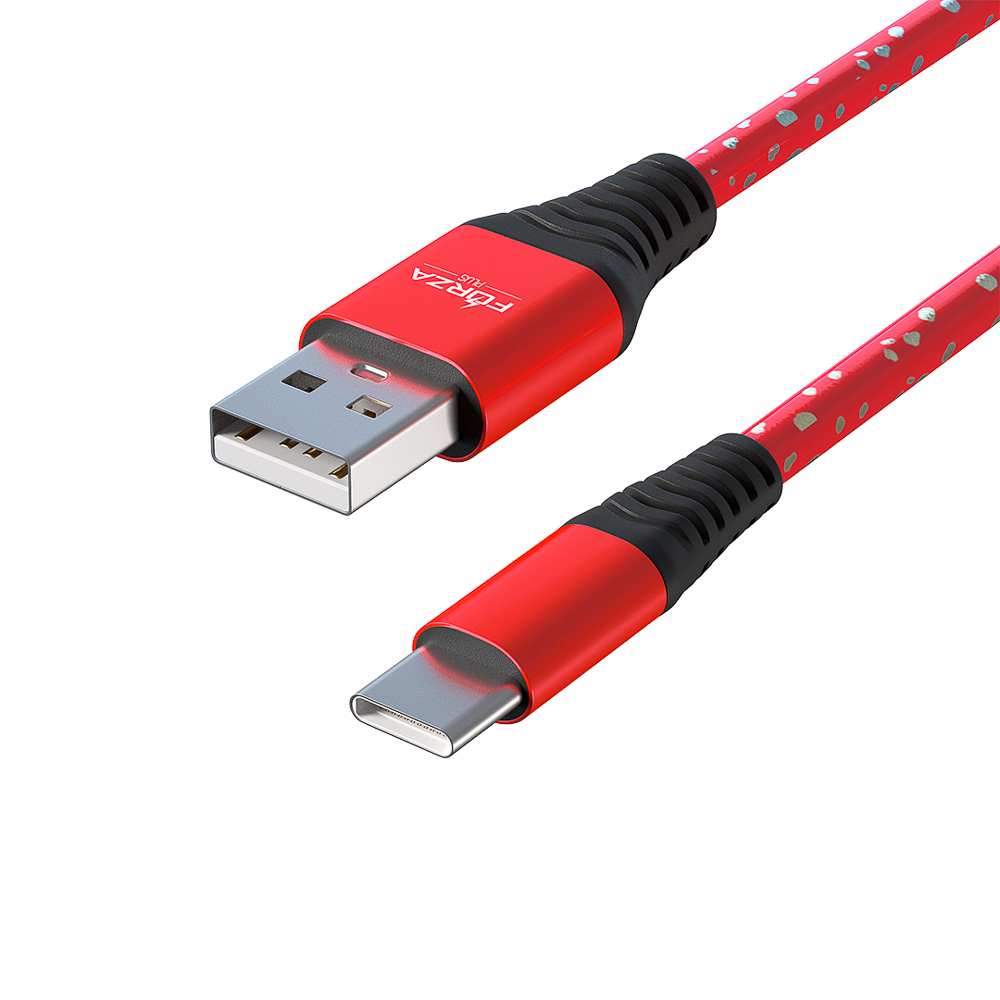 Кабель для зарядки USB(A)-Type C FORZA Звёздное небо, 1м, 2А, 4 цвета, пакет, арт.№ 916-226