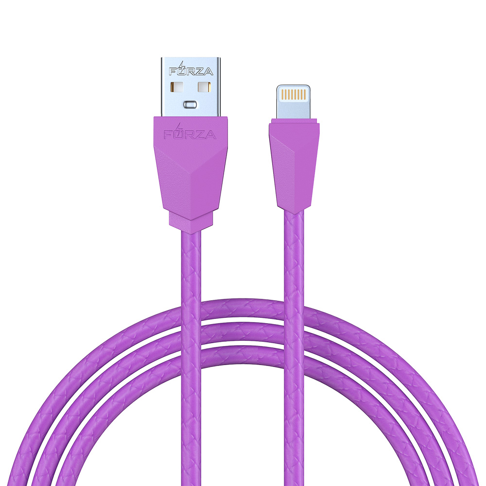 Кабель для зарядки USB(A)-iP FORZA Комфорт, 1м, 1А, PVC, прорезиненный, 5 цветов, пакет, арт.№ 443-028