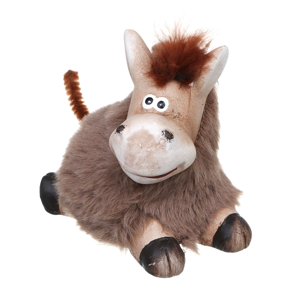 Фигурка лошади 9,3x5,8x8,3 см СНОУ БУМ, керамика, искусственный мех, арт.№ 398-870