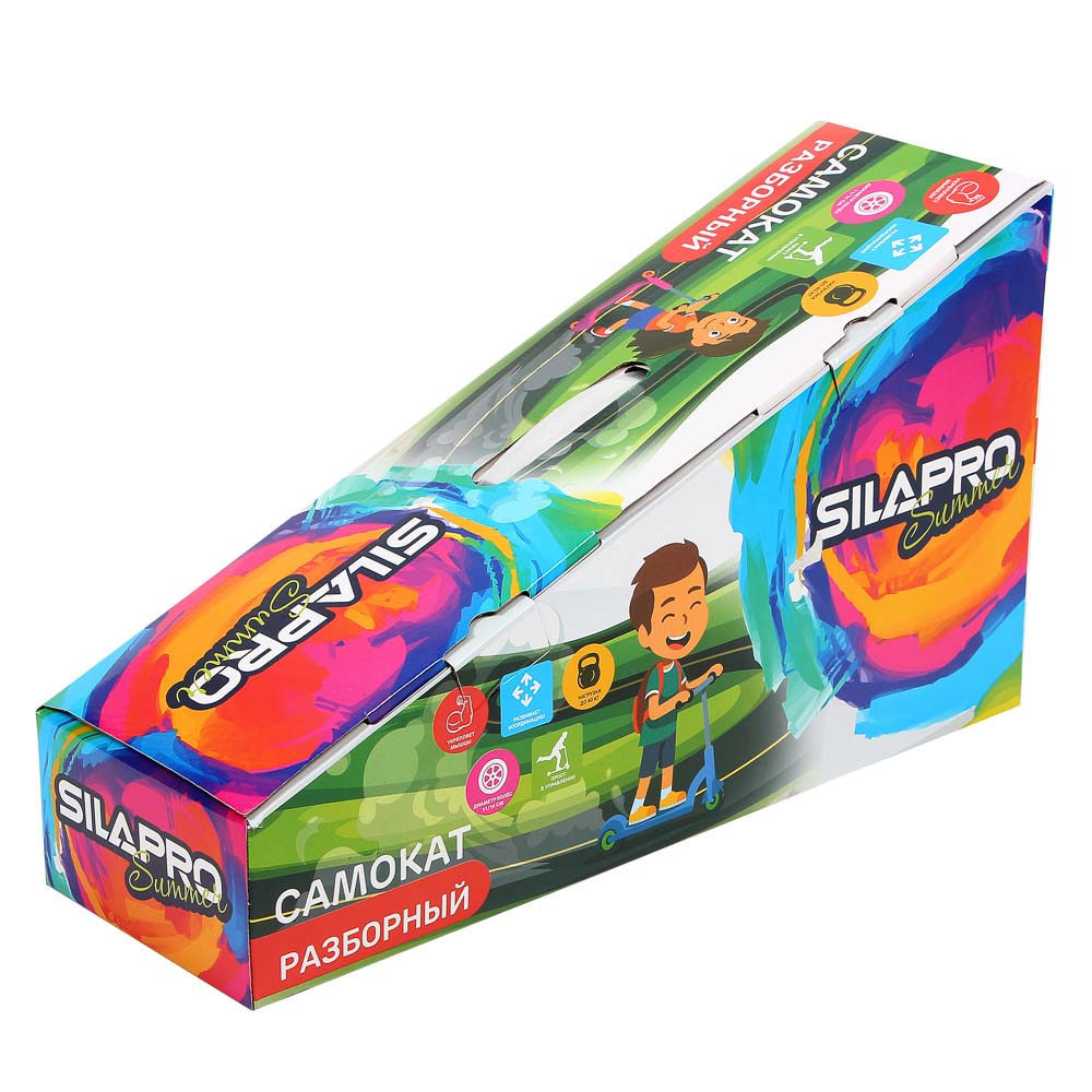 SILAPRO Самокат разборный 3-х колес. (PVC d=110/140мм), металл, h55х25х62см, до 40кг, арт.№ 131-063