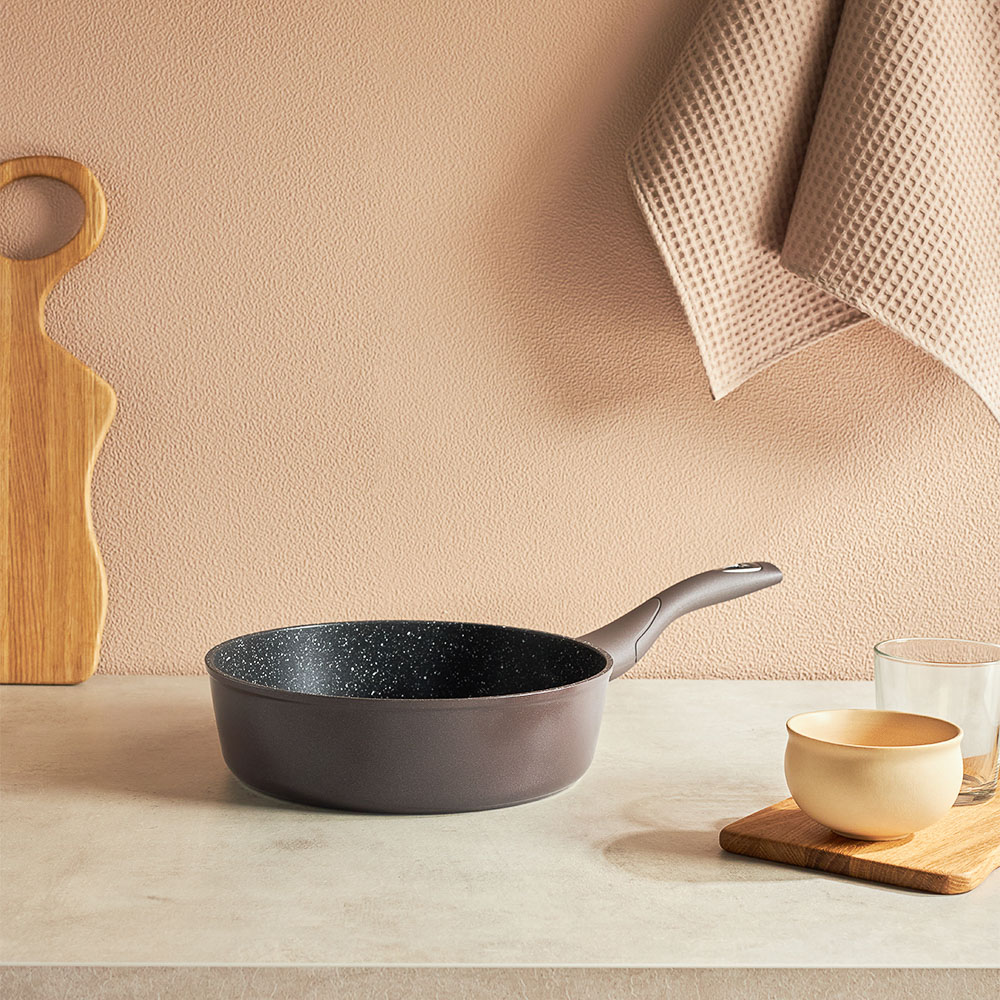 SATOSHI Валькур Сковорода литая глубокая d=24см, антипригарное покрытие мрамор, индукция, арт.№ 846-474