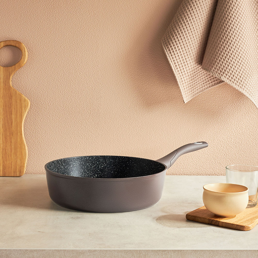 SATOSHI Валькур Сковорода литая глубокая d=28см, антипригарное покрытие мрамор, индукция, арт.№ 846-475