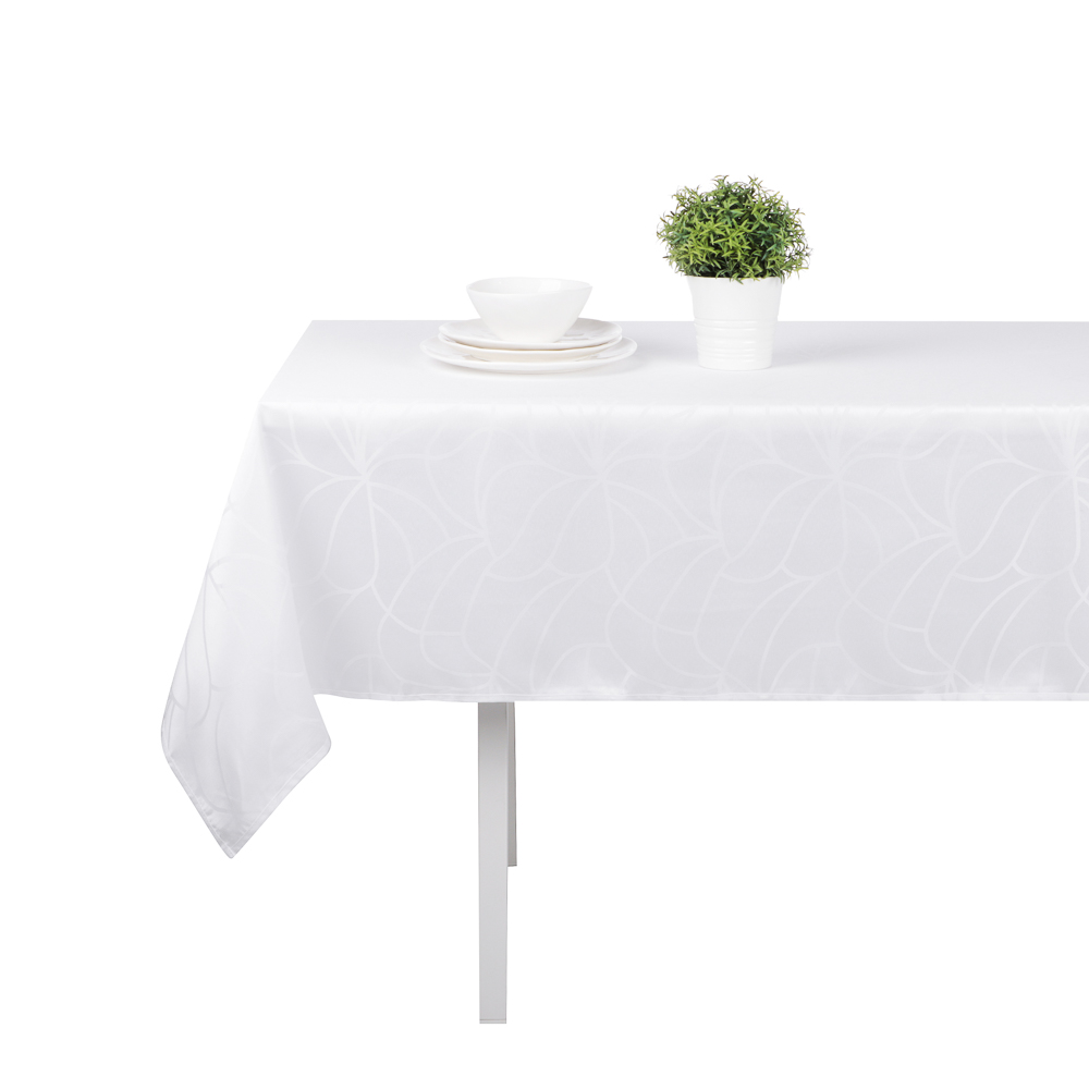 PROVANCE Маковое поле Скатерть жаккард 140х230см с водоотталкивающей пропиткой, 100% полиэстер, бел, арт.№ 488-098