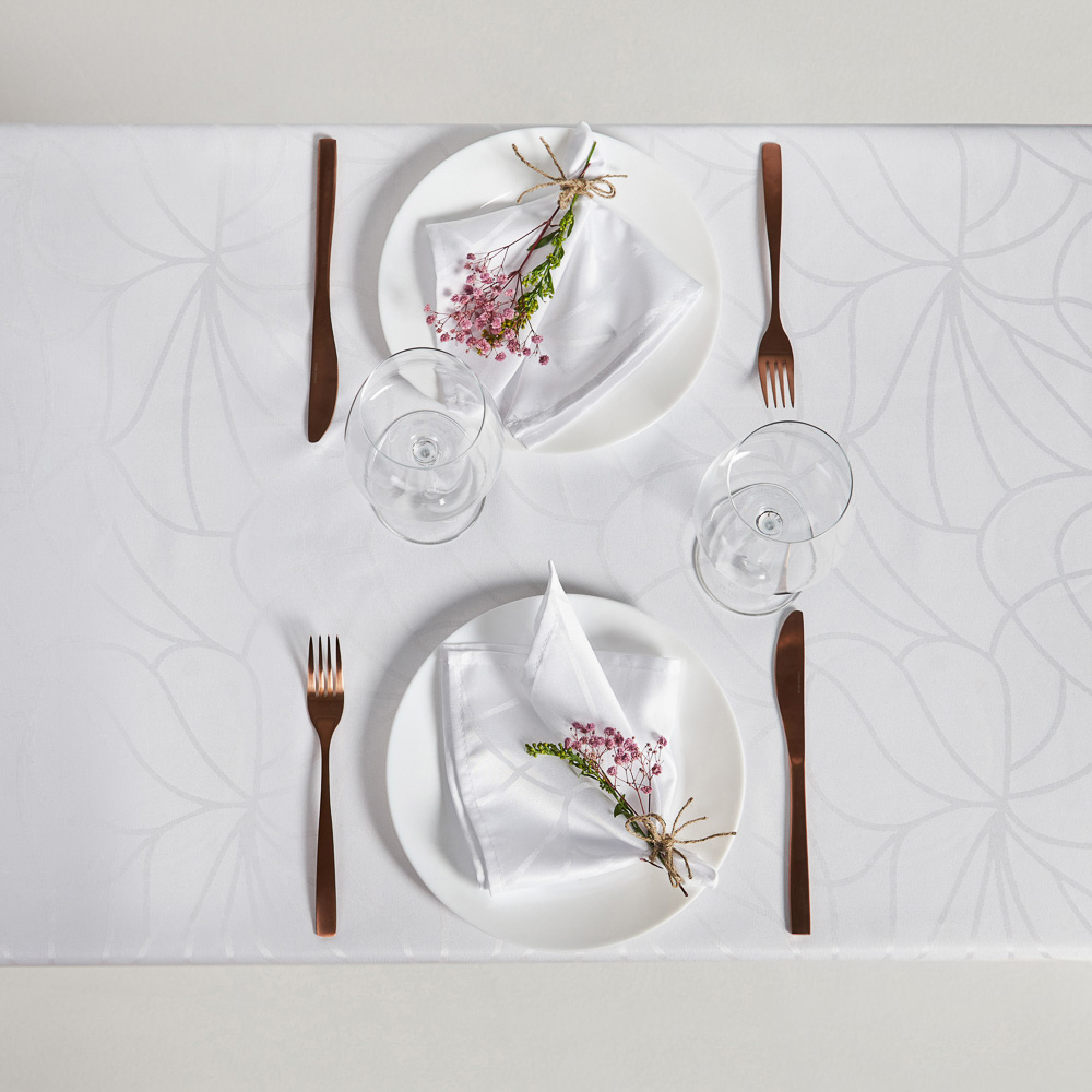 PROVANCE Маковое поле Скатерть жаккард 140х230см с водоотталкивающей пропиткой, 100% полиэстер, бел, арт.№ 488-098