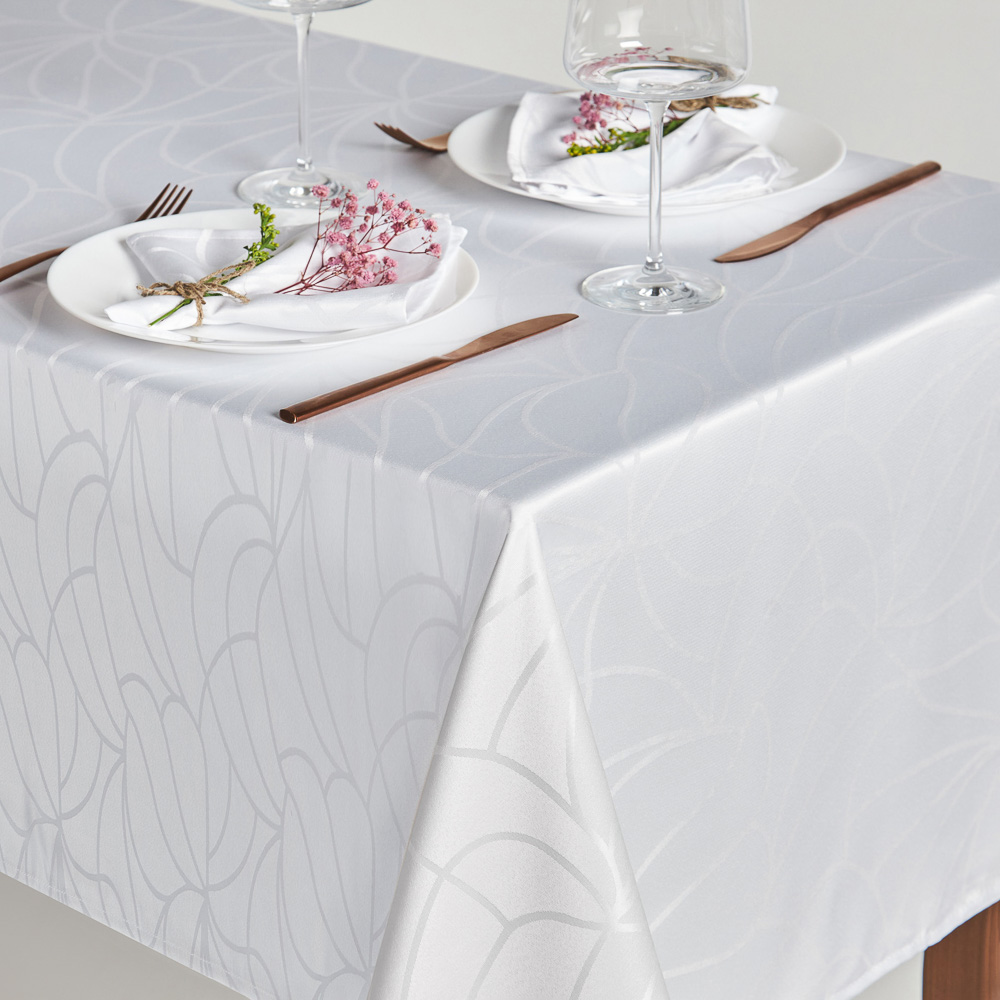 PROVANCE Маковое поле Скатерть жаккард 140х230см с водоотталкивающей пропиткой, 100% полиэстер, бел, арт.№ 488-098