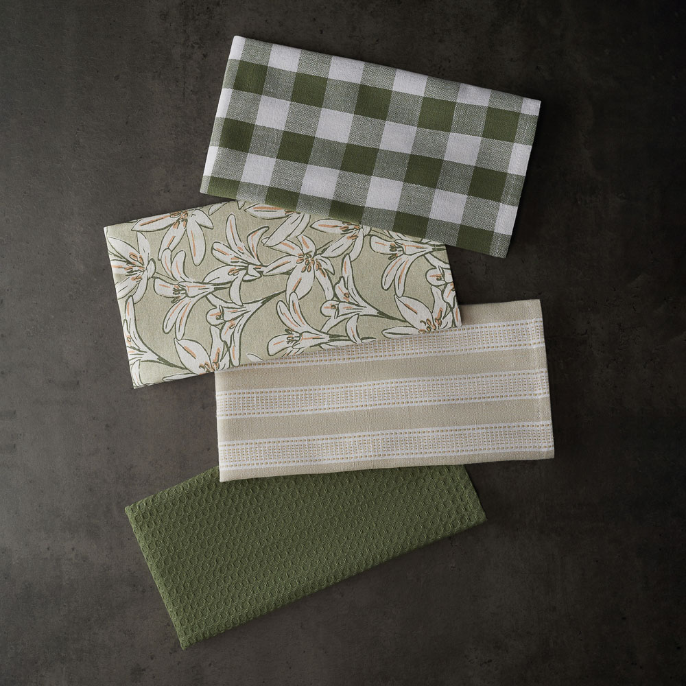 PROVANCE Эвкалипт Полотенце кухонное, 40х60см, 100% хлопок, полоска, зелёный, арт.№ 434-007