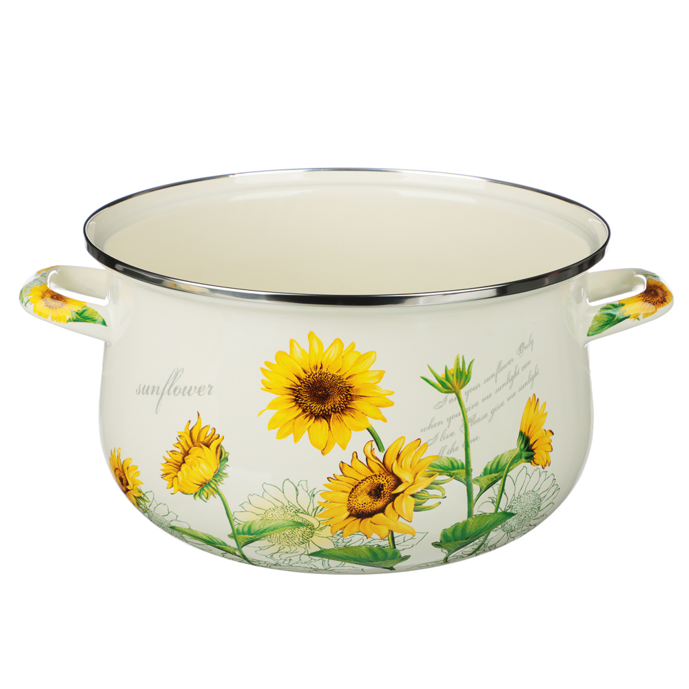 VETTA Подсолнухи Кастрюля эмалированная, 24см, 5,0л, индукция, арт.№ 894-523