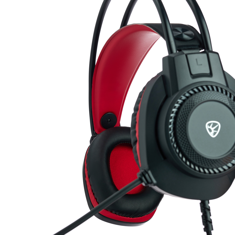 Наушники проводные с микрофоном игровые BY Сabasset 3.5мм 4pin-SPK+MIC 3,2 м, красные, арт.№ 410-080