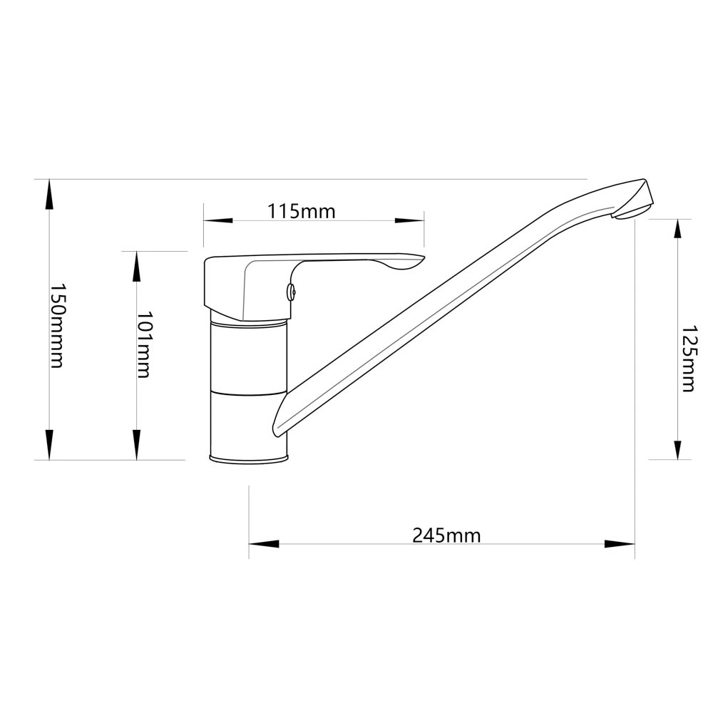 RAIN Смеситель для кухни Гранат, низкий излив, картридж 35мм, латунь, хром, арт.№ 561-328