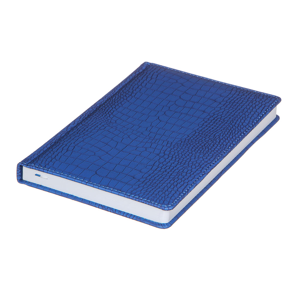 Ежедневник недатир."Кроко" А5, 320стр, тверд.обл.с поролоном, ПУ под кожу крокодила, пакет, синий, арт.№ 572-061