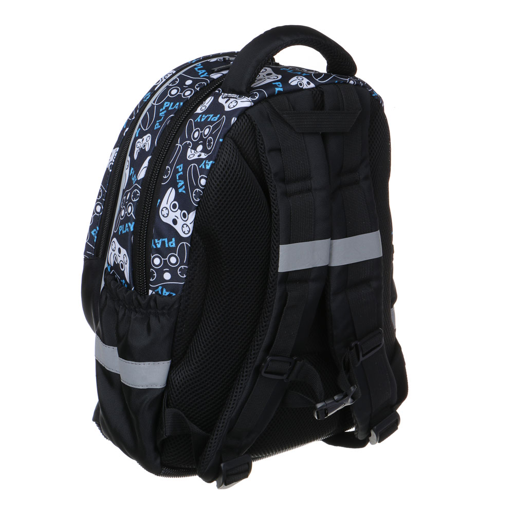 КУЛ ГЕЙМЕР Рюкзак школьный полужесткий 37х28х14см, 3 отд., 2 карм., жесткое дно, эргон.спинка, ПЭ, арт.№ 254-810