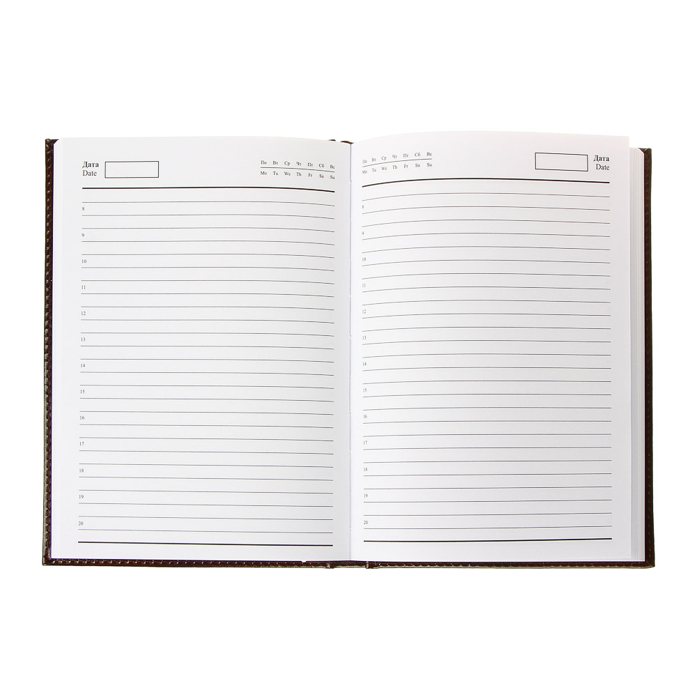 Ежедневник недатир. "Бизнес" А5, 320стр, твердая обл.с поролоном, ПУ, бумага, пакет, коричневый, арт.№ 572-057