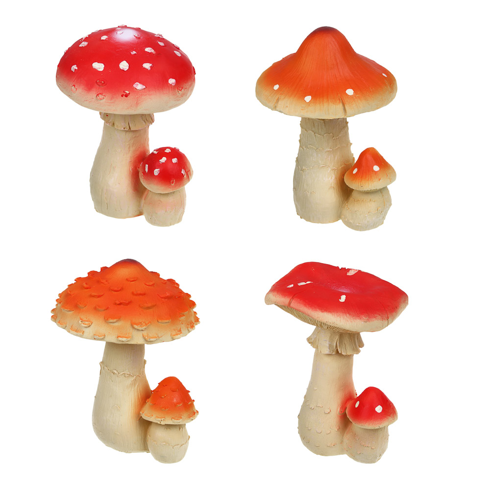 INBLOOM Фигура садовая Мухомор 12х12х16,6см 4 дизайна, полирезина, арт.№ 162-237