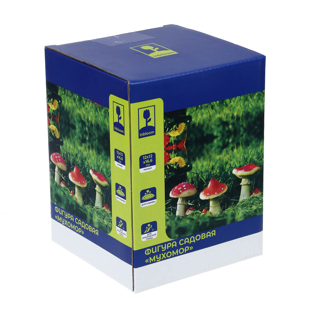 INBLOOM Фигура садовая Мухомор 12х12х16,6см 4 дизайна, полирезина, арт.№ 162-237