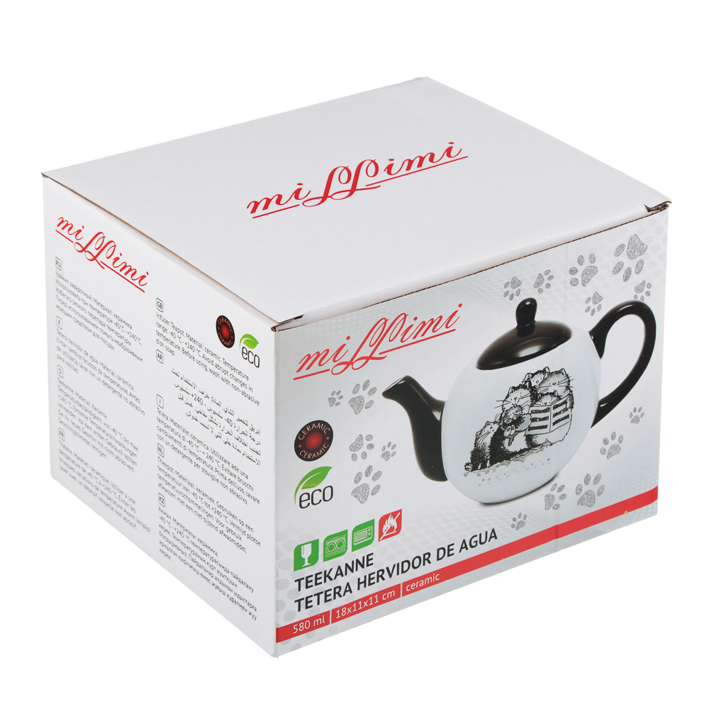MILLIMI Забавные коты Чайник заварочный 580мл, 18х11х11см, керамика, арт.№ 824-497