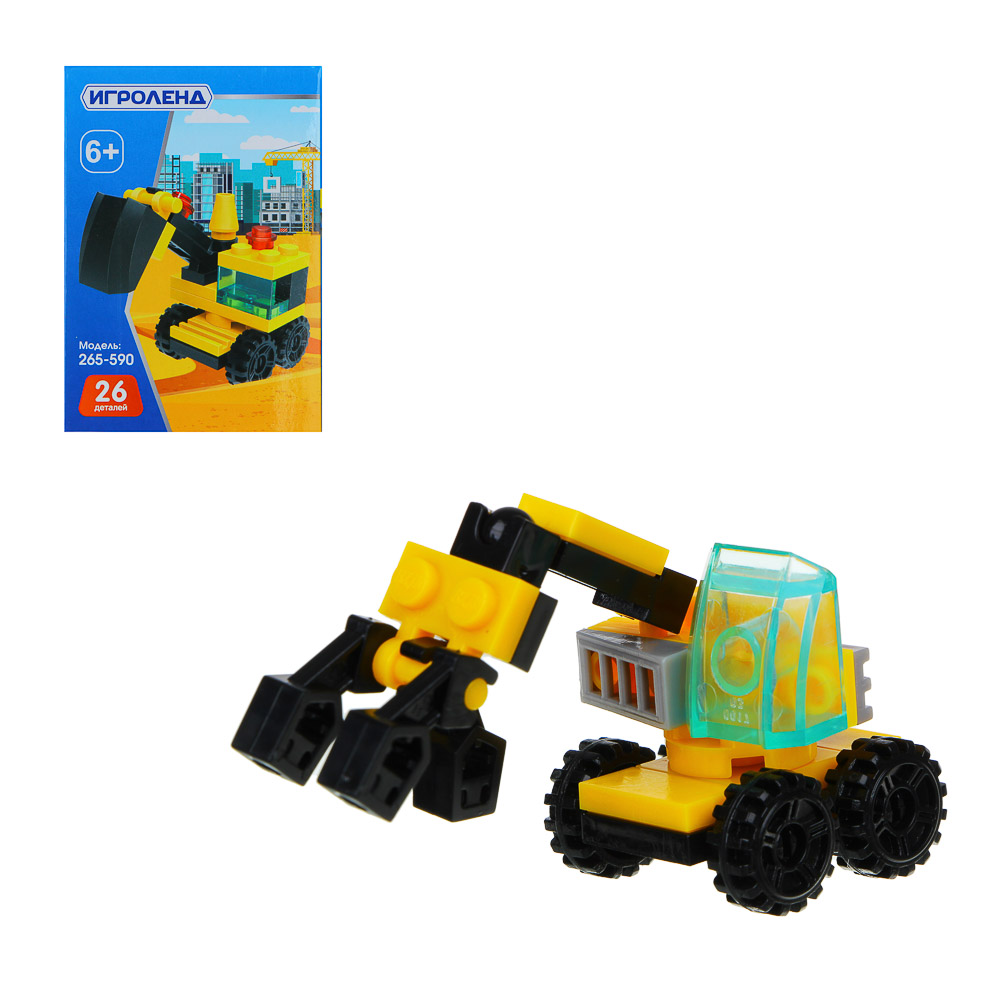 ИГРОЛЕНД Конструктор Спецтехника, серия "Город", 25 дет, 10х7х4см, 8 дизайнов, арт.№ 265-590