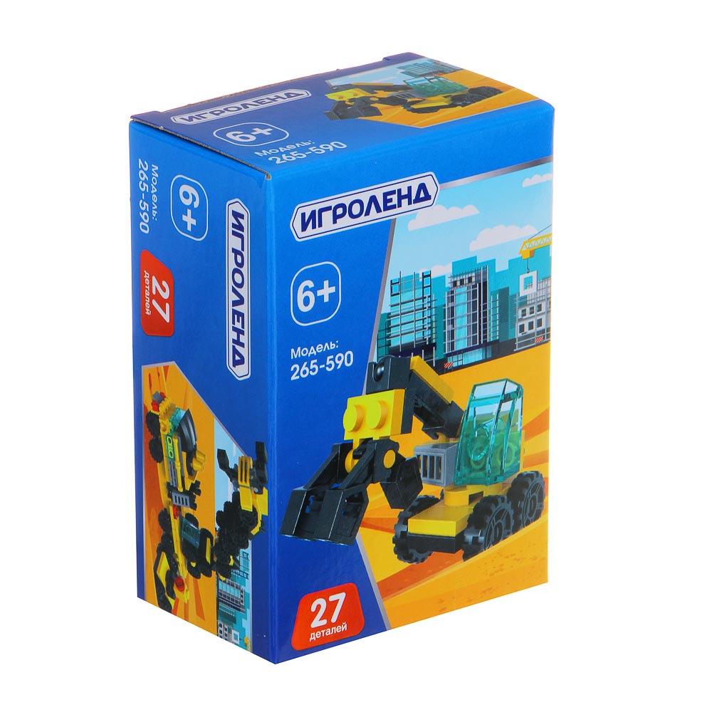 ИГРОЛЕНД Конструктор Спецтехника, серия "Город", 25 дет, 10х7х4см, 8 дизайнов, арт.№ 265-590