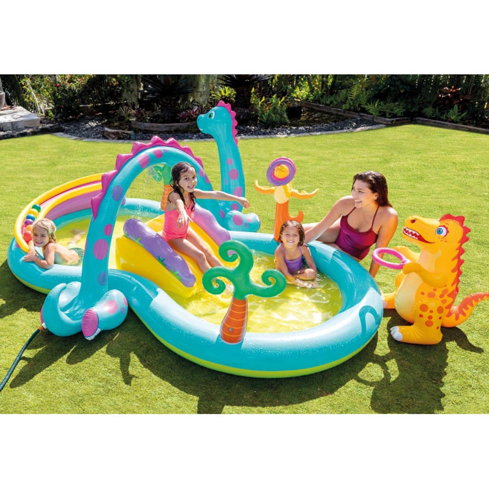 INTEX Игровой центр Динолэнд с горкой 302х229х112см, 280л, рем.комплект, возраст 2+, 57135NP, арт.№ 109-001