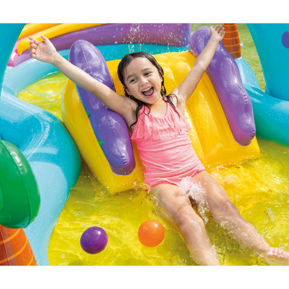 INTEX Игровой центр Динолэнд с горкой 302х229х112см, 280л, рем.комплект, возраст 2+, 57135NP, арт.№ 109-001