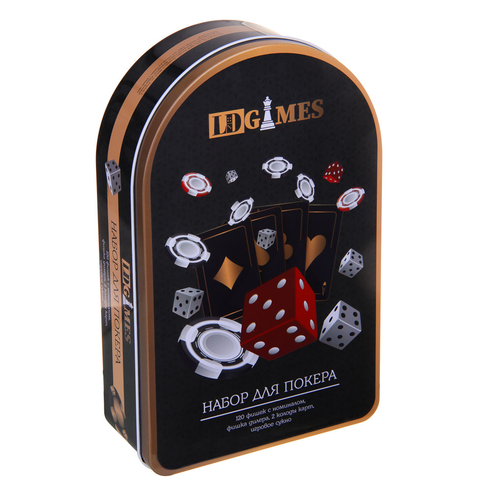LDGames Набор для покера, в жестяном боксе 24х15см, пластик, металл, в подарочной упаковке, арт.№ 538-005