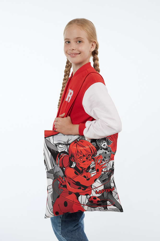 Ледибаг Сумка-шоппер, 38x42см, внутр.карман, ручки 58 см, ПЭ под ткань, серия "Манга", арт.№ 811-036