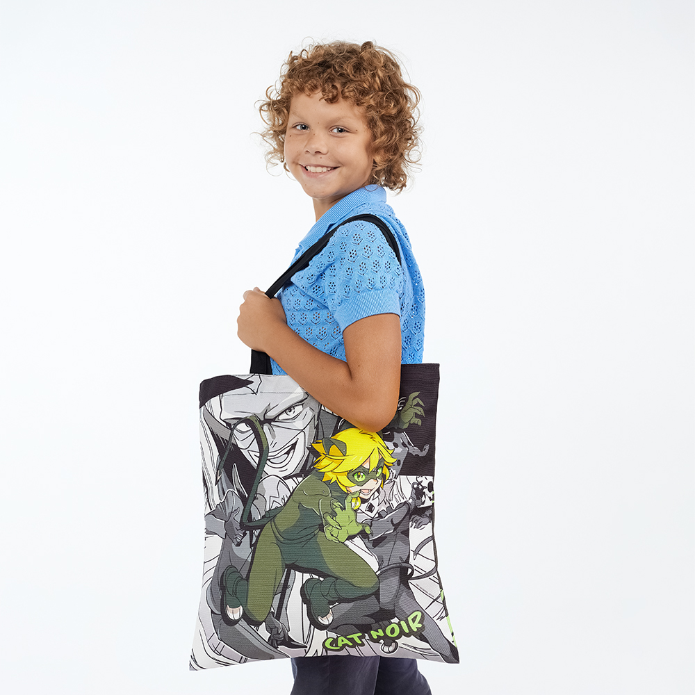 Супер-Кот Сумка-шоппер, 38x42см, внутр.карман, ручки 58 см, ПЭ под ткань, серия "Манга", арт.№ 811-039